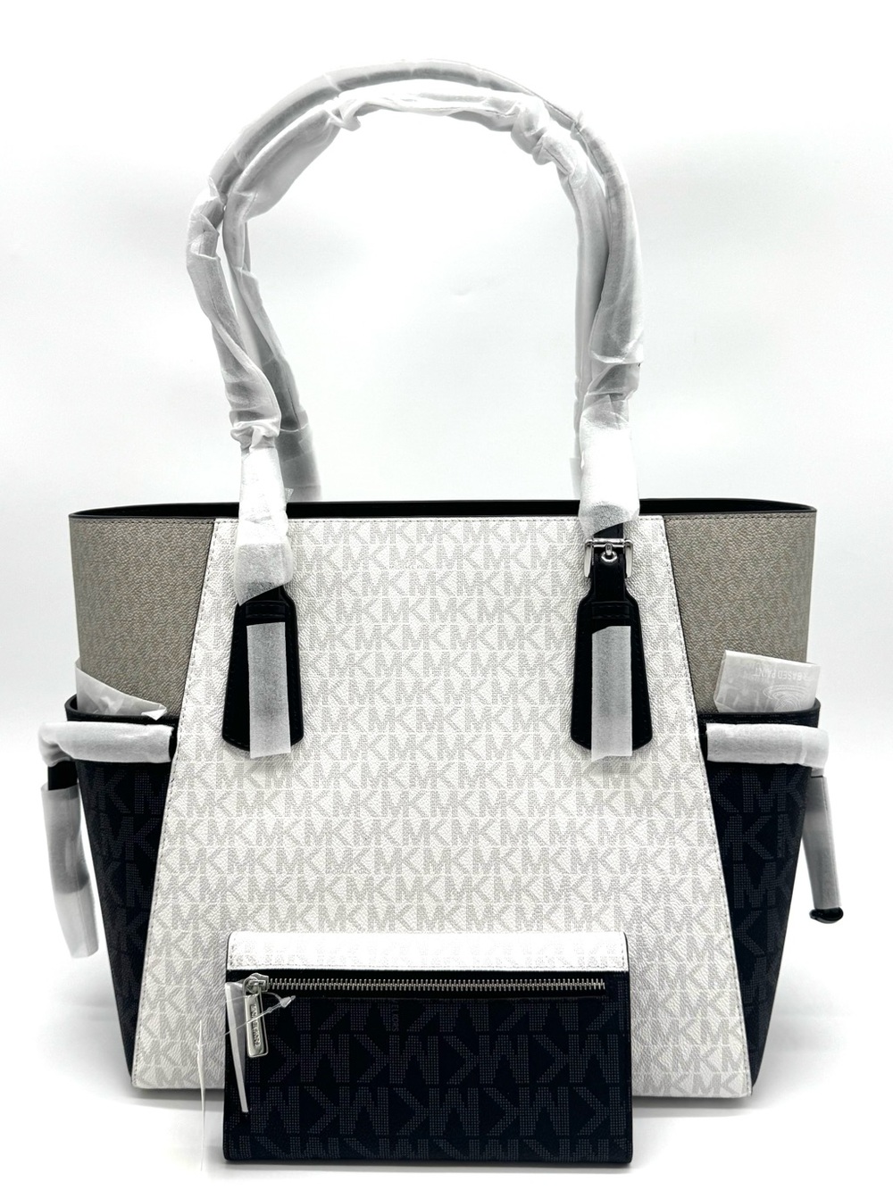 Michael Kors Voyager Large Color-Block Logo Tote Bag w Matching Trifold Wallet - Picture 5 of 15